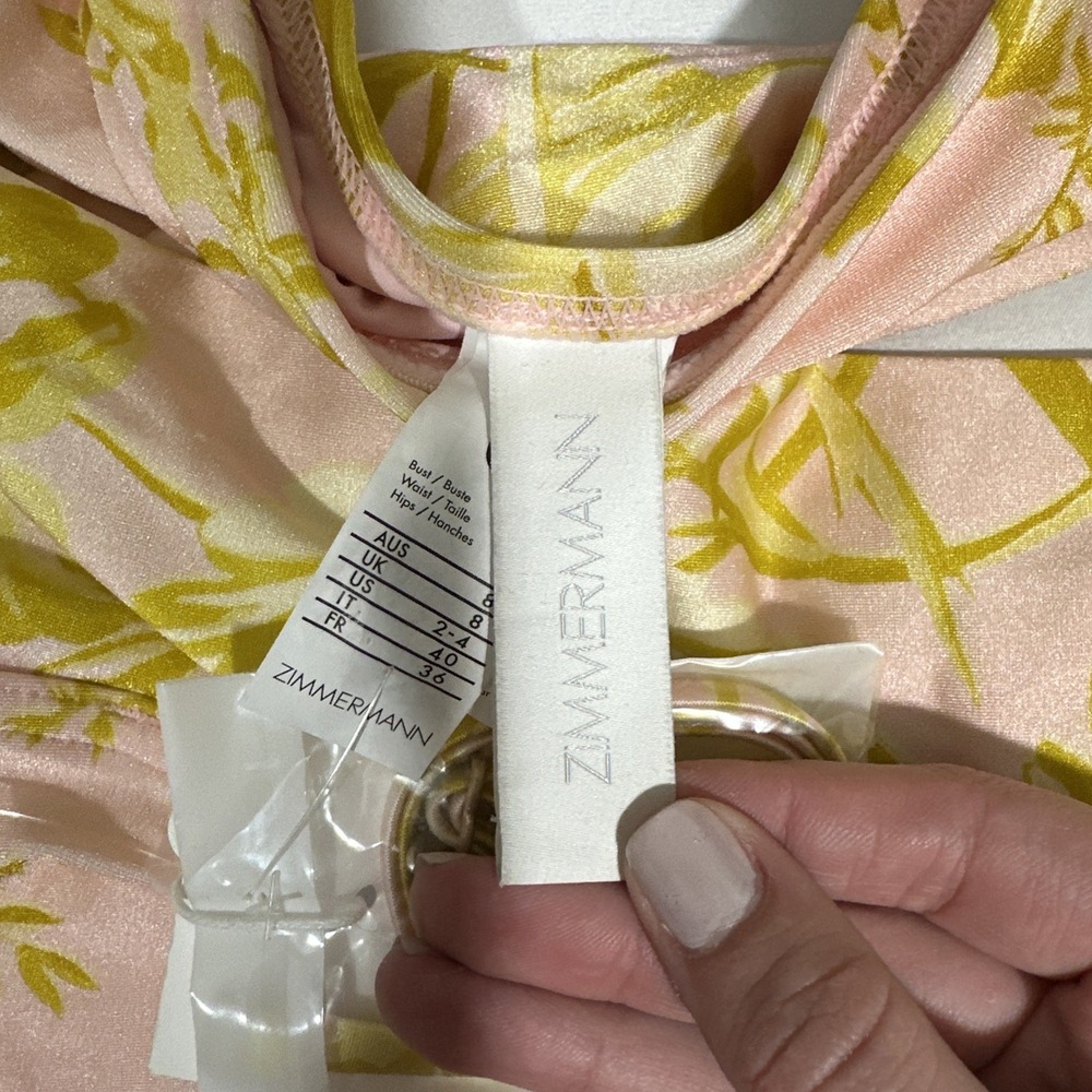 NWT ZIMMERMANN [ 2-4 US ] Golden Floral Print Scarf Tie One-Piece Swimsuit U1934 - Picture 9 of 12